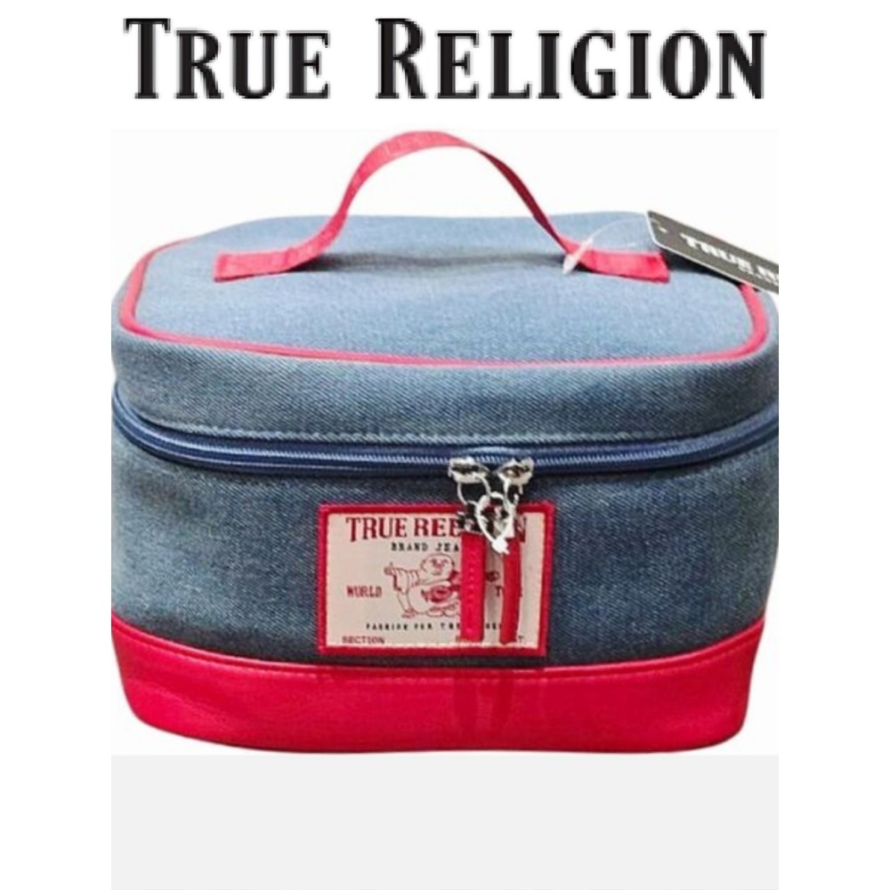 True Religion World Tour Denim Cosmetic Bag